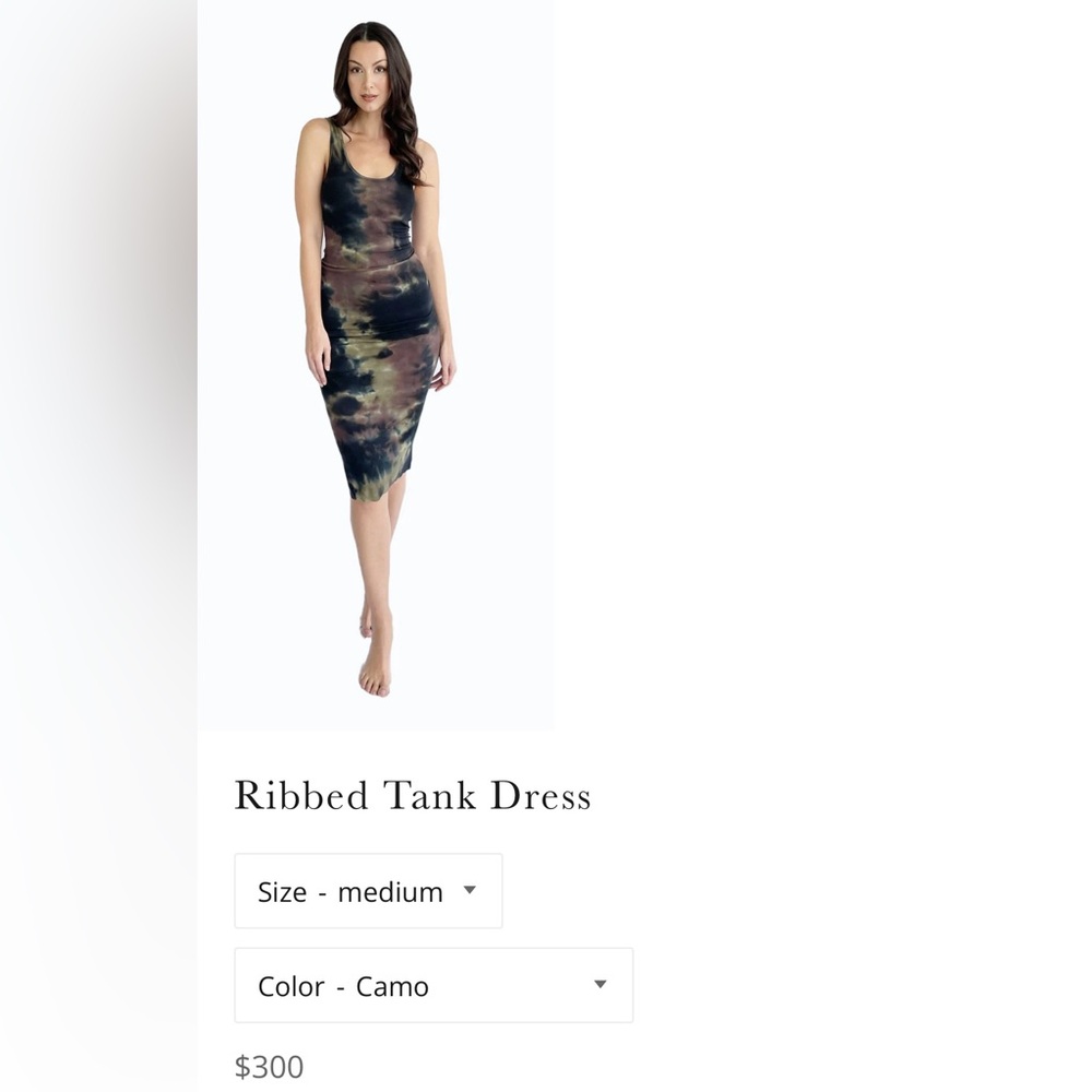 MIJO by Michelle Jonas Camo Ribbed Tank Midi Dress Size Medium Made in LA